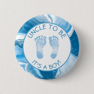Bóton Redondo 5.08cm Tio para ser o botão Chá de fraldas do Marble Azul