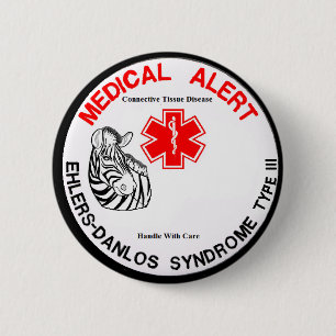 Bóton Redondo 5.08cm Tipo 3 alerta médico de Ehlers Danlos