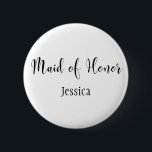 Bóton Redondo 5.08cm Tipografia de Script Preto de madrinha de casament<br><div class="desc">As palavras "Madrinha de casamento" são renderizadas a preto usando uma fonte linda e moderna de minha coleção. O arquivo de imagem está desbloqueado para que você possa reduzir o tamanho e adicionar texto para o nome da noiva, se desejar. Você pode ajustar e editar este botão tanto quanto quiser!...</div>