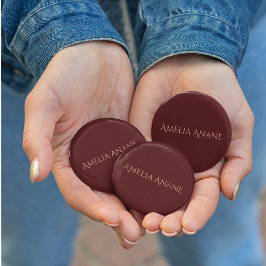 Bóton Redondo 5.08cm Tipografia Elegante Vermelha Escura e Rosa Esbranq