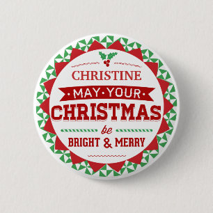Bóton Redondo 5.08cm Tipografia personalizada do Xmas do vintage estilo