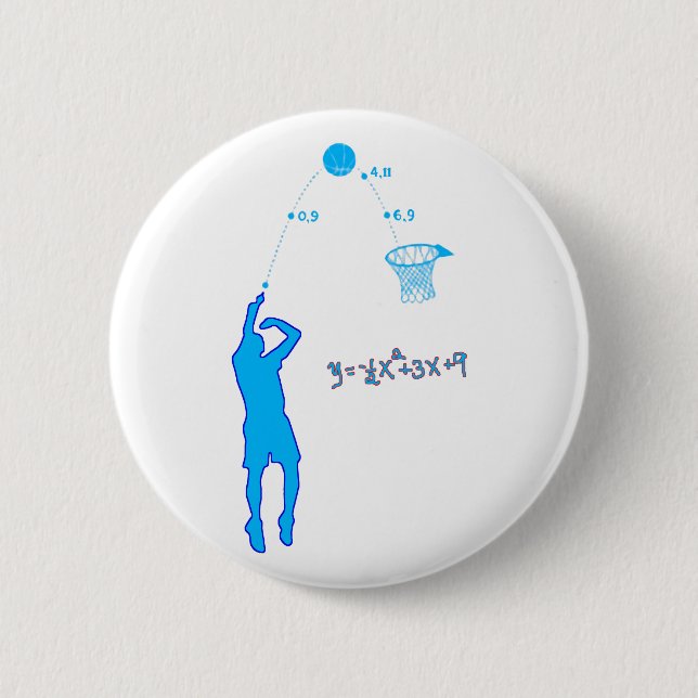 Bóton Redondo 5.08cm Tiro de basquetebol e equação quadrática (Frente)