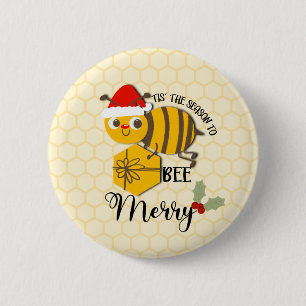 Bóton Redondo 5.08cm Tis the season to be merry bee card