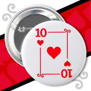 Bóton Redondo 5.08cm Tocando Cartões Costume Dez Cartões 10 de Corações