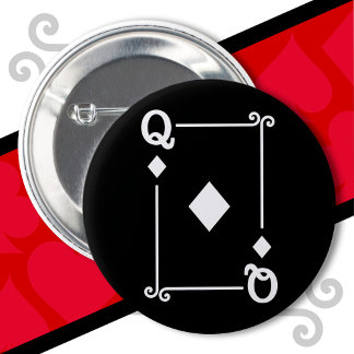 Bóton Redondo 5.08cm Tocando Cartões Rainha dos Diamantes Rainha Rainha