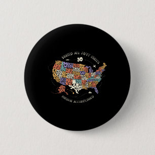 Bóton Redondo 5.08cm Todos Os 50 Estados-Membros Visitaram O Mapa Dos 5