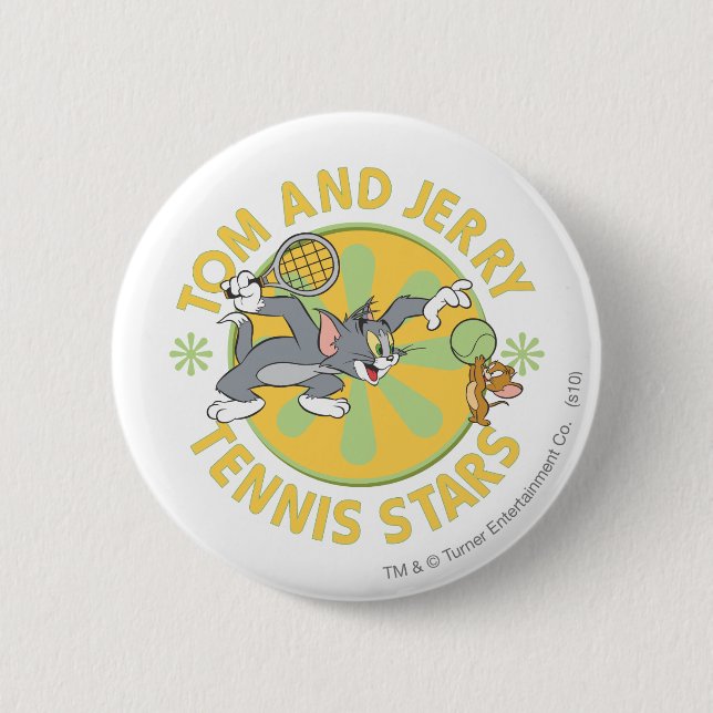 Bóton Redondo 5.08cm Tom e Jerry Tênis Stars 5 (Frente)