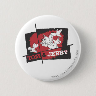 Bóton Redondo 5.08cm Tom e Jerry vermelhos e pretos