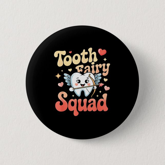 Bóton Redondo 5.08cm Tooth Fairy Squad Cute Cud Tooth Retro Dental Humo (Frente)