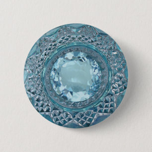 Bóton Redondo 5.08cm Topaz Azul e Copo de Vidro