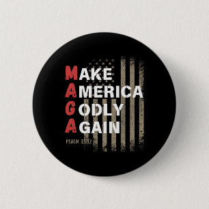 Bóton Redondo 5.08cm Torne a América Deus Novamente Salmo 33