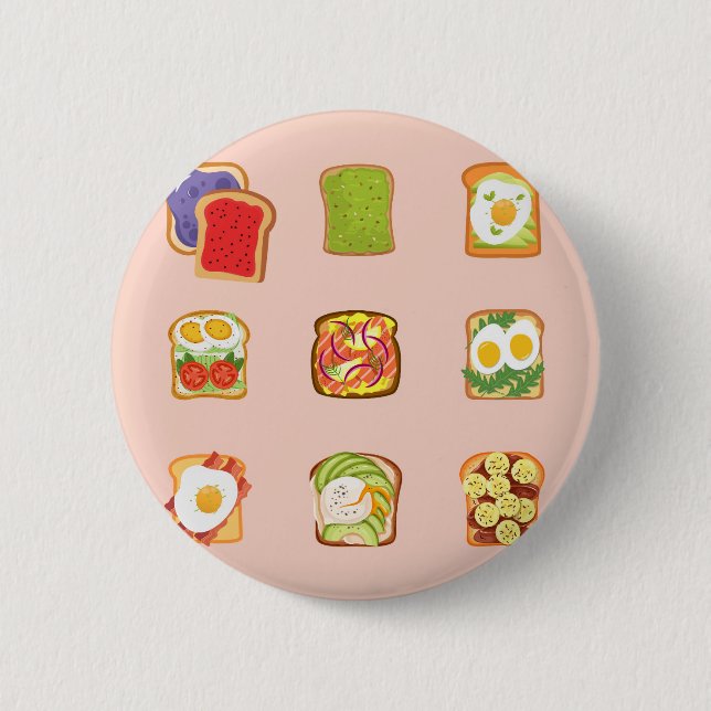 Bóton Redondo 5.08cm Torrada de Brunch com Padrão (Frente)