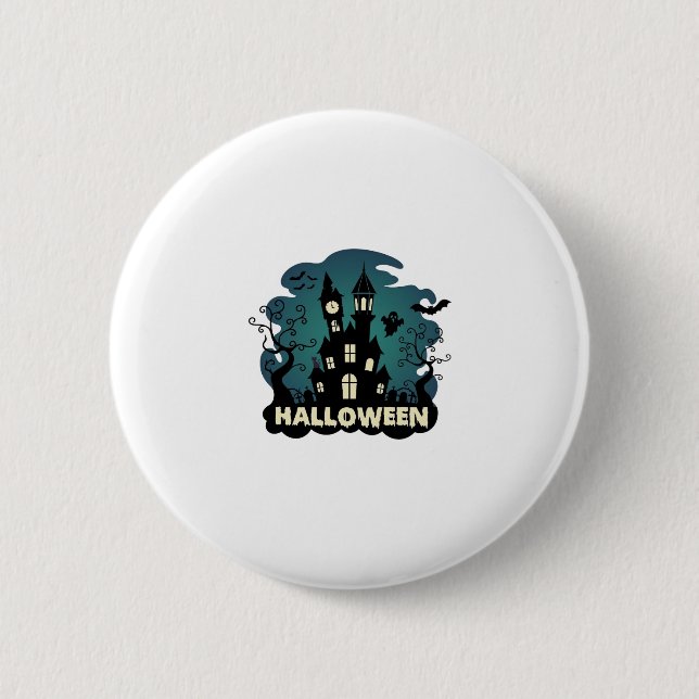 Bóton Redondo 5.08cm Torre do Relógio da Casa Assombrada de Halloween M (Frente)