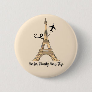 Bóton Redondo 5.08cm Torre Eiffel Chic Trip em Paris Personalizável
