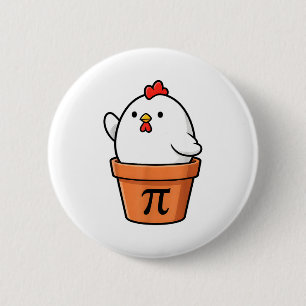 Bóton Redondo 5.08cm Torta De Frango Engraçada Dia Feliz Pi 3.14 Ensino