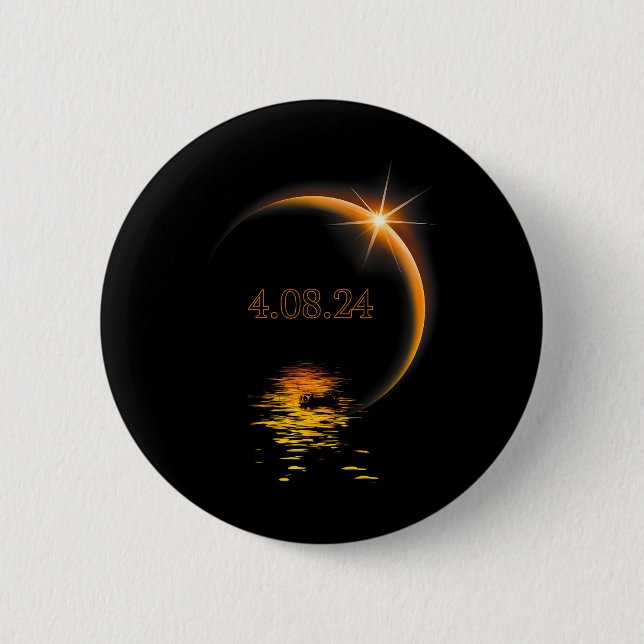 Bóton Redondo 5.08cm Total América 04 08 24 Eclipse Solar Total 2024 (Frente)