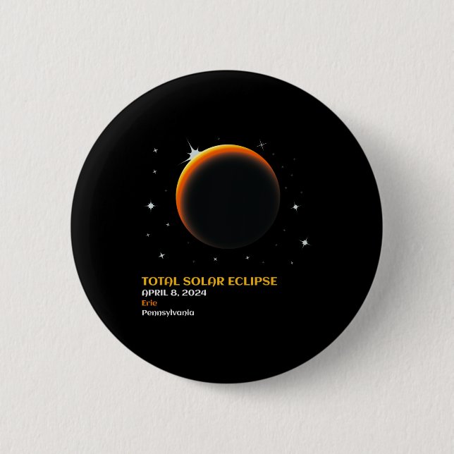 Bóton Redondo 5.08cm Total América 04 08 24 Eclipse Solar Total 2024 (Frente)