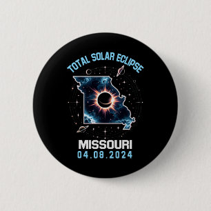Bóton Redondo 5.08cm Total Eclipse Solar abril 8 2024 Missouri Totalida