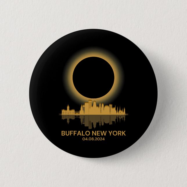 Bóton Redondo 5.08cm Totalidade do Souvenir Solar Eclipse Buffalo Nova  (Frente)