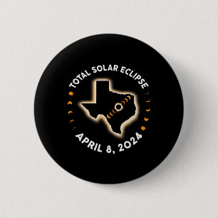 Bóton Redondo 5.08cm Totalidade do Texas Total Solar Eclipse 2024 abril