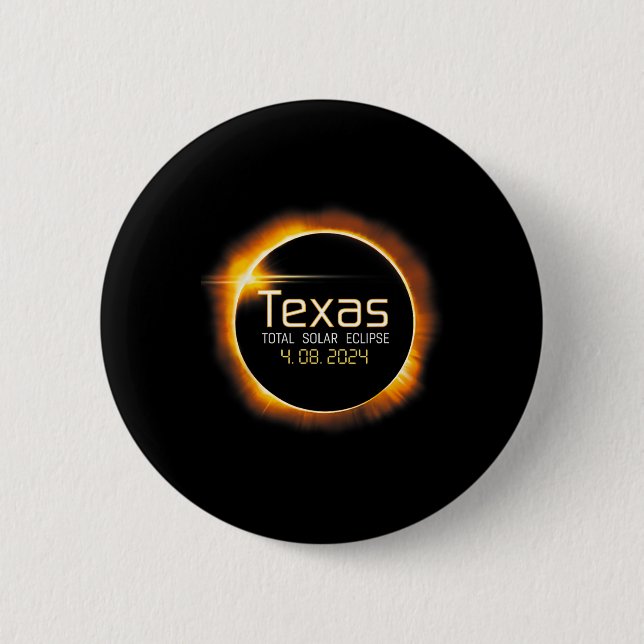 Bóton Redondo 5.08cm Totalidade Usa do Eclipse Solar Texas 2024 (Frente)