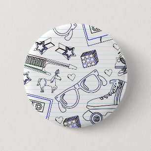 Bóton Redondo 5.08cm Totalmente Doodle dos anos 80