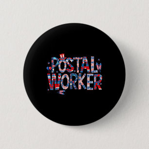 Bóton Redondo 5.08cm Trabalhador Postal Americano Bandeira Dos EUA Cart
