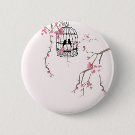 Bóton Redondo 5.08cm Trabalho de arte de cerejeira original florada