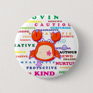 Bóton Redondo 5.08cm Traços do sinal do zodíaco do cancer