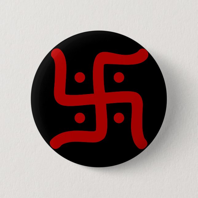 Bóton Redondo 5.08cm tradicional hindu swastika, índio, símbolo religio (Frente)