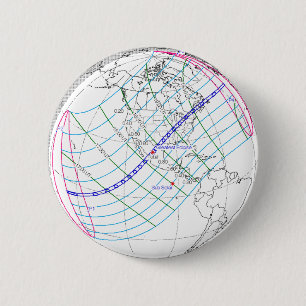 Bóton Redondo 5.08cm Trajeto global do eclipse solar 2024 totais