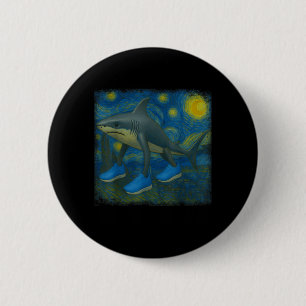 Bóton Redondo 5.08cm Tralalalero Tralala Funny Shark Van Gogh Starry Ni