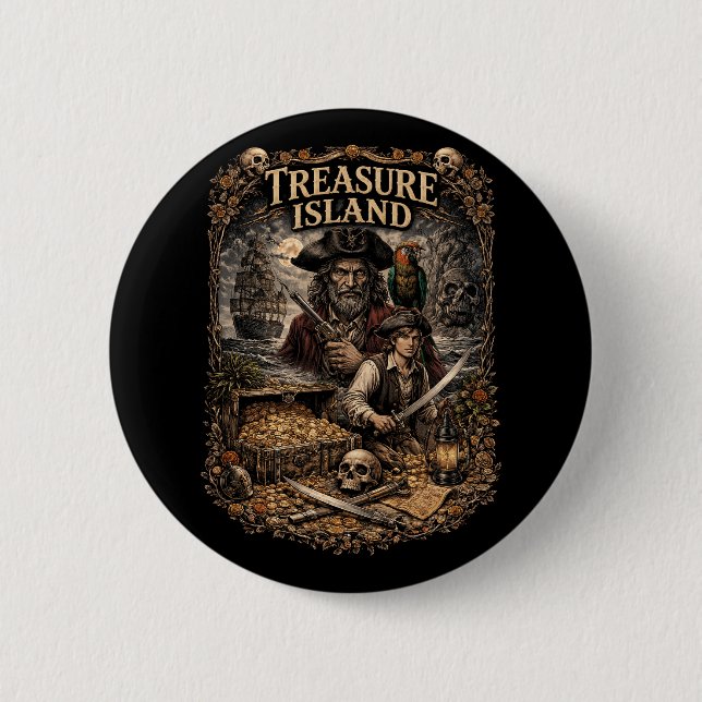 Bóton Redondo 5.08cm Treasure Island (Frente)
