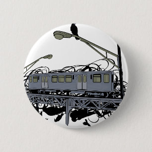 Bóton Redondo 5.08cm Trem ilustrado & corvos do EL