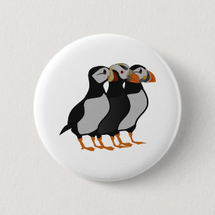 Bóton Redondo 5.08cm Três Adoráveis Puffin de Pé Junto