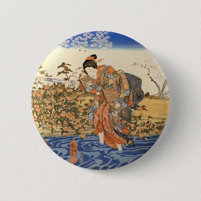Bóton Redondo 5.08cm Três mulheres japonesas (Frente)
