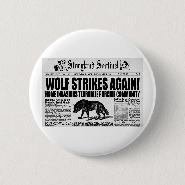 Bóton Redondo 5.08cm Três porcos pequenos (Frente)