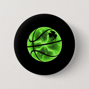 Bóton Redondo 5.08cm Trevo da Sorte Basquete Shamrock Sorte Irlandês St