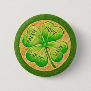 Bóton Redondo 5.08cm Trevo de quatro folhas - sorte do amor da