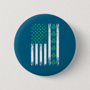 Bóton Redondo 5.08cm Trevos de Bandeira Americana Irlandesa St Patricks