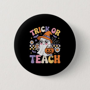 Bóton Redondo 5.08cm Trick Or Teach Professor Fantasma Groovy Engraçado