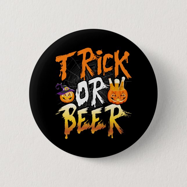 Bóton Redondo 5.08cm Trick Ou Beer T Shirt (Frente)