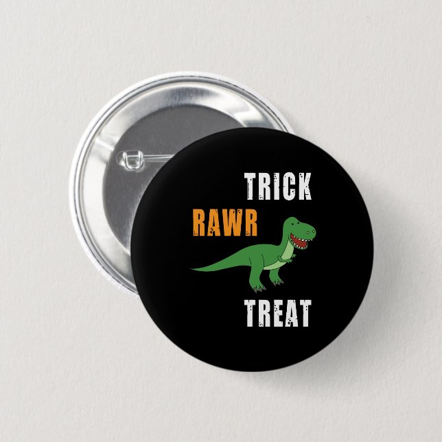 Bóton Redondo 5.08cm Trick Rawr Treat Cute Halloween Tyrannosaurus Rex (Frente & Verso)