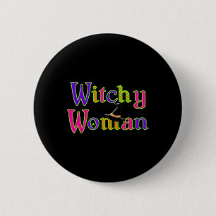 Bóton Redondo 5.08cm Trick Treat Woman Witchy, Bruxa Divertida das Hall