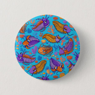 Bóton Redondo 5.08cm Trilobitas sobre fundo azul claro (padrão infanti