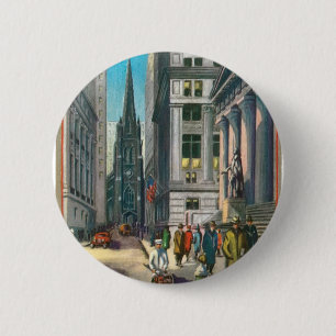 Bóton Redondo 5.08cm Trindade velha & Wall Street, New York