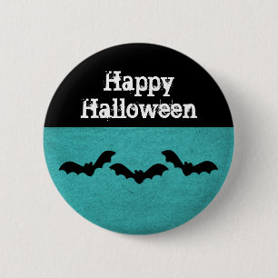 Bóton Redondo 5.08cm Trio de Bats Halloween Button, Teal
