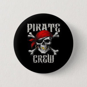 Bóton Redondo 5.08cm Tripulação Pirata Jolly Roger Flag E Skull Crossbo