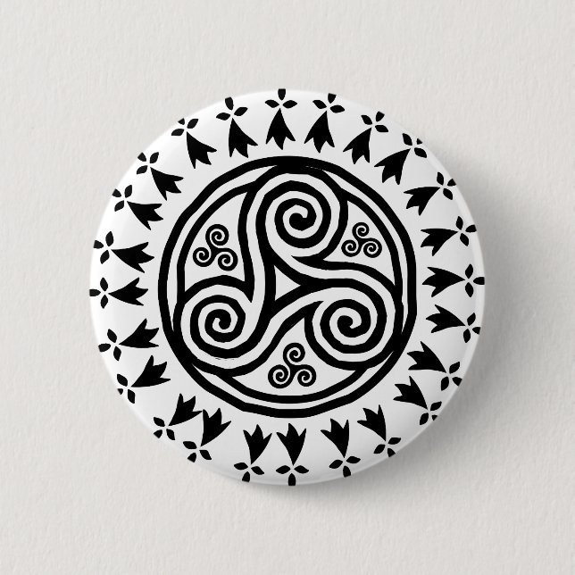 Bóton Redondo 5.08cm Triskel & hermines bretães (Frente)