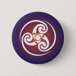 Bóton Redondo 5.08cm Triskele, espiral tripla, símbolo Triskelion Celti